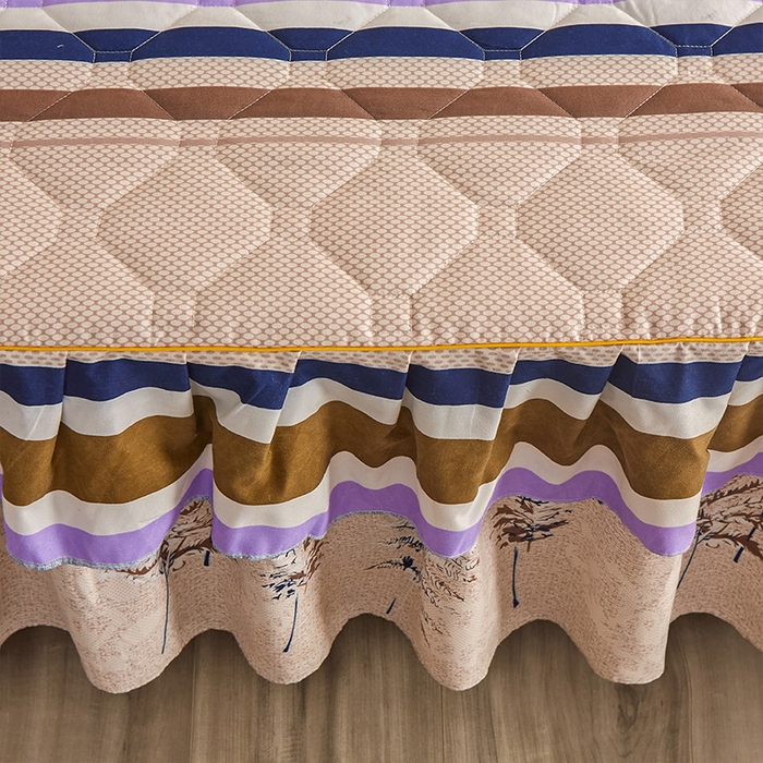 91家纺网 家纺一手货源 找家纺 （总）雨田 2021新款韩版双边夹棉床裙四件套