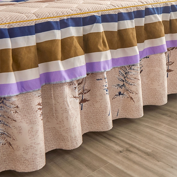 91家纺网 家纺一手货源 找家纺 （总）雨田 2021新款韩版双边夹棉床裙三件套