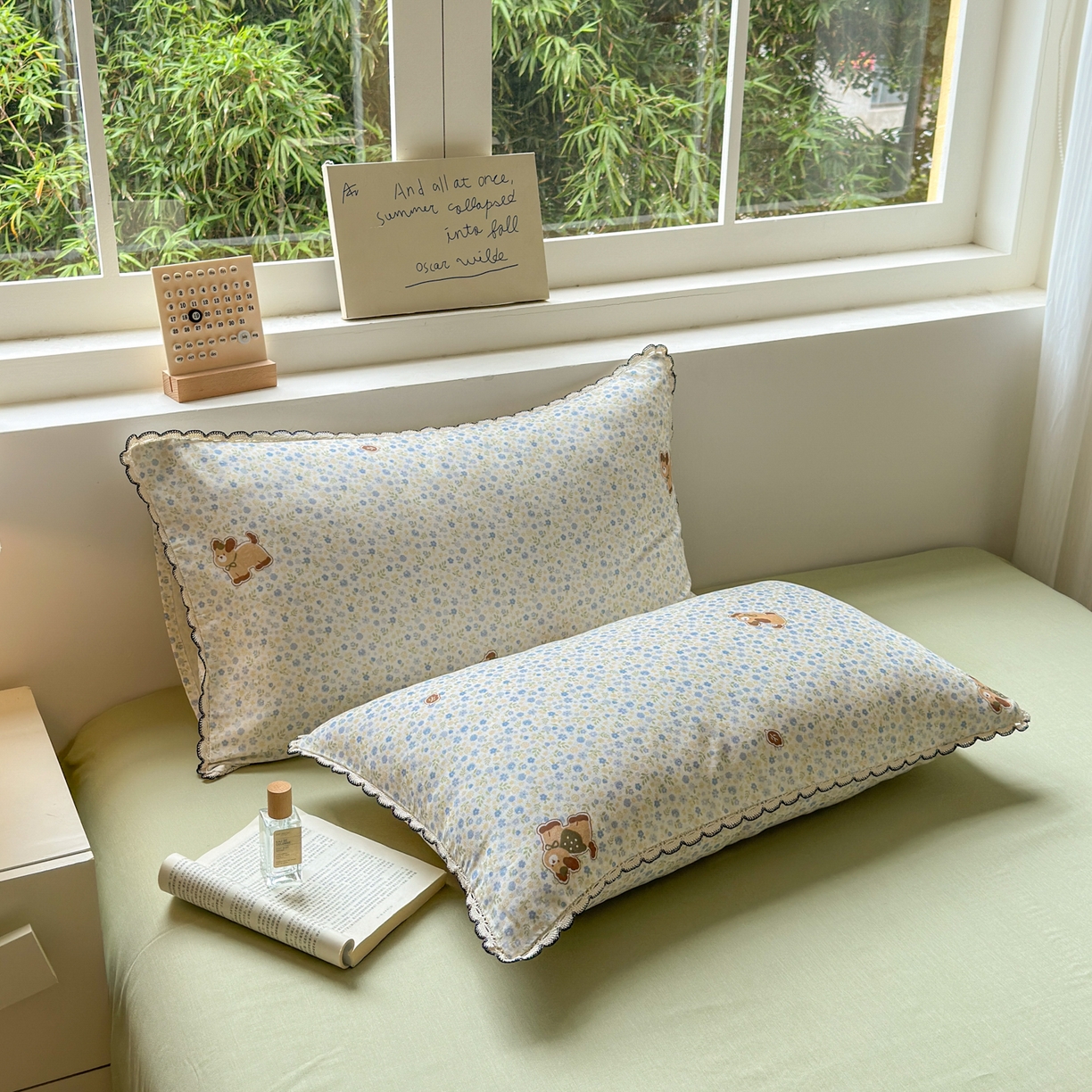 91家纺网 家纺一手货源 找家纺 淑女公社家纺 2025四季款全棉纯棉双层纱小香风四件套 腊肠狗 小蓝花