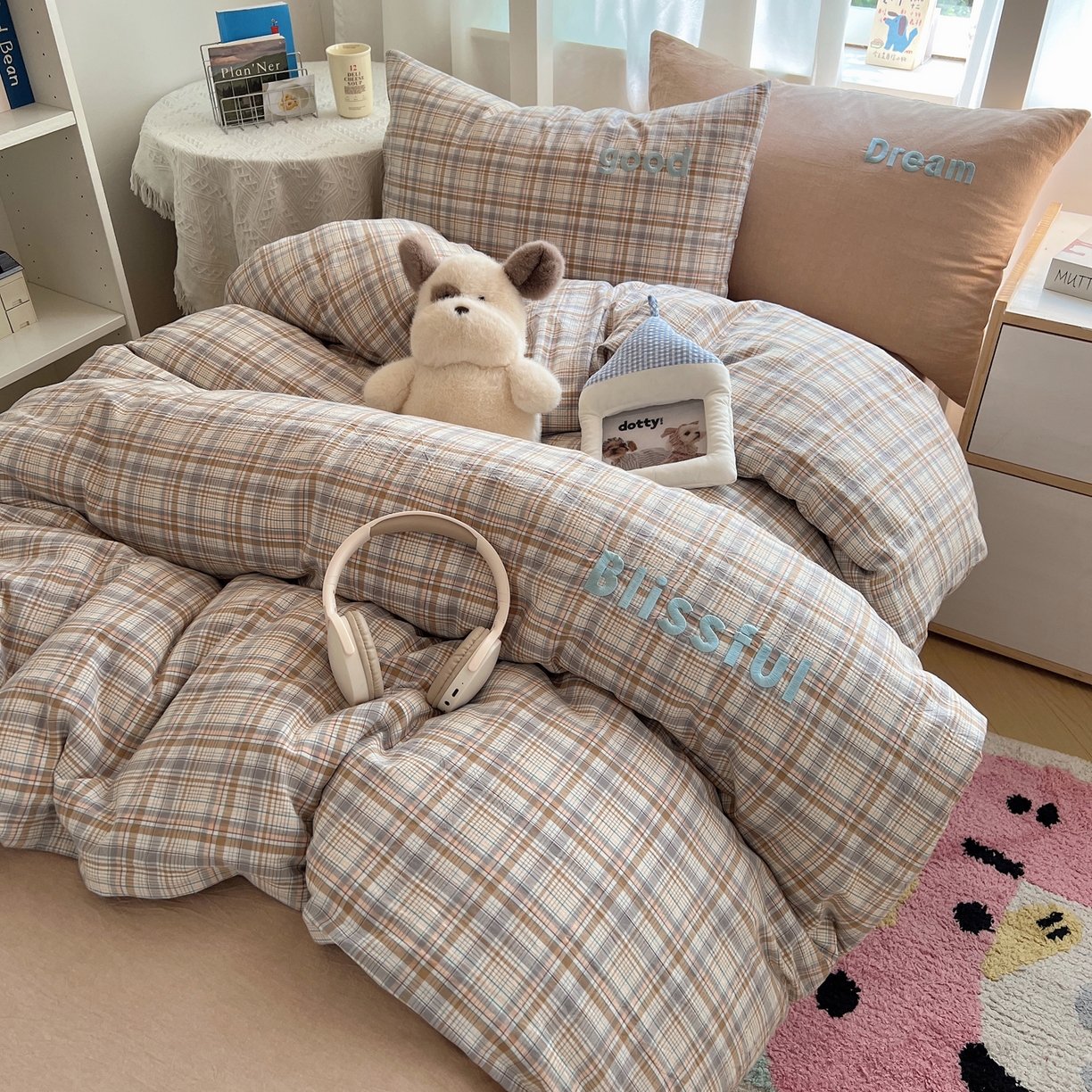 91家纺网 家纺一手货源 找家纺 （总）丽涵家纺 2025新款全棉纯棉色织水洗棉刺绣三件套四件套