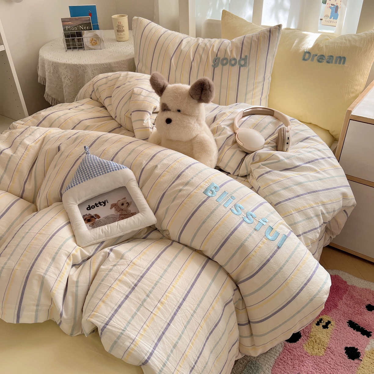 91家纺网 家纺一手货源 找家纺 （总）丽涵家纺 2025新款全棉纯棉色织水洗棉刺绣三件套四件套