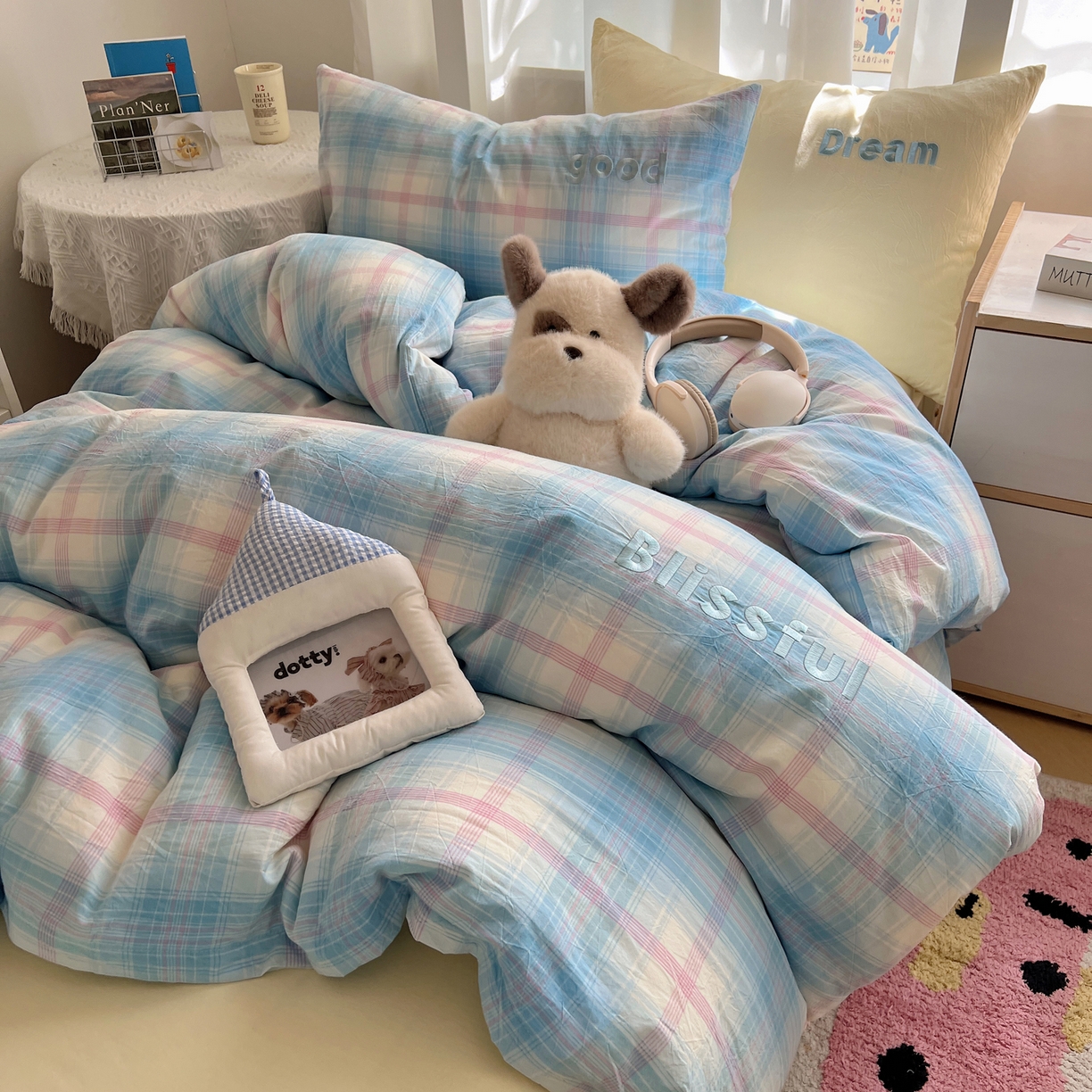 91家纺网 家纺一手货源 找家纺 （总）丽涵家纺 2025新款全棉纯棉色织水洗棉刺绣三件套四件套