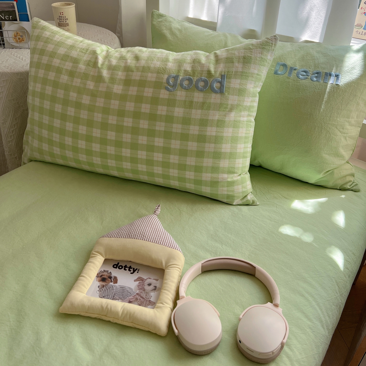 91家纺网 家纺一手货源 找家纺 丽涵家纺 2025新款全棉纯棉色织水洗棉刺绣三件套四件套 尚格-绿