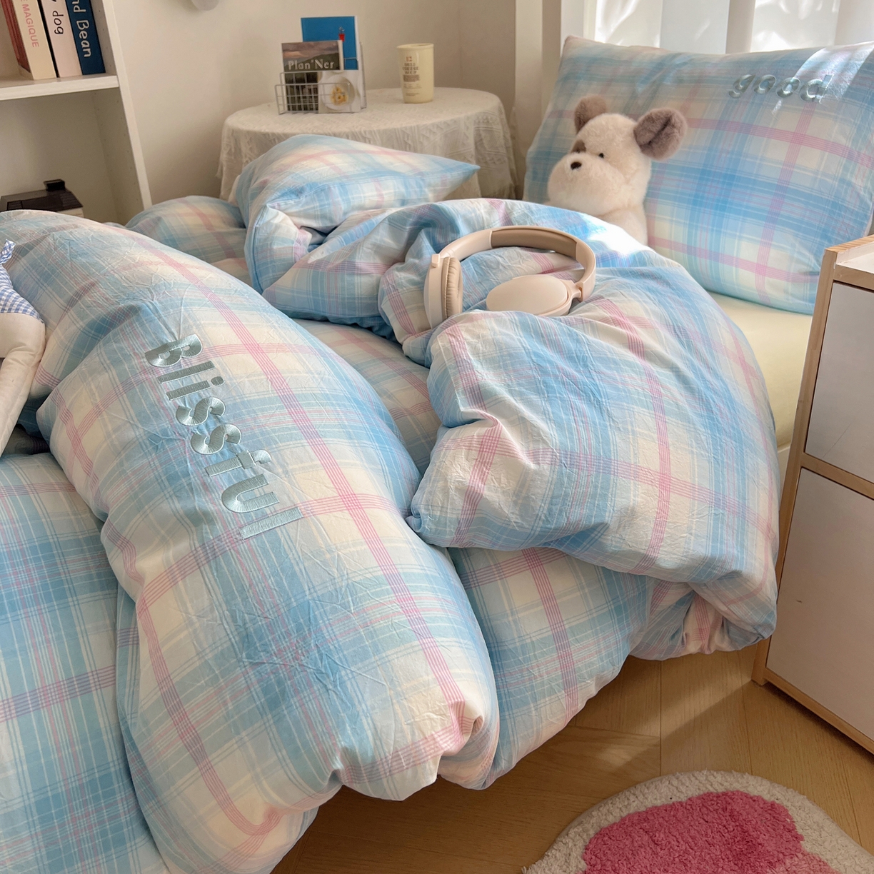 91家纺网 家纺一手货源 找家纺 （总）丽涵家纺 2025新款全棉纯棉色织水洗棉刺绣三件套四件套