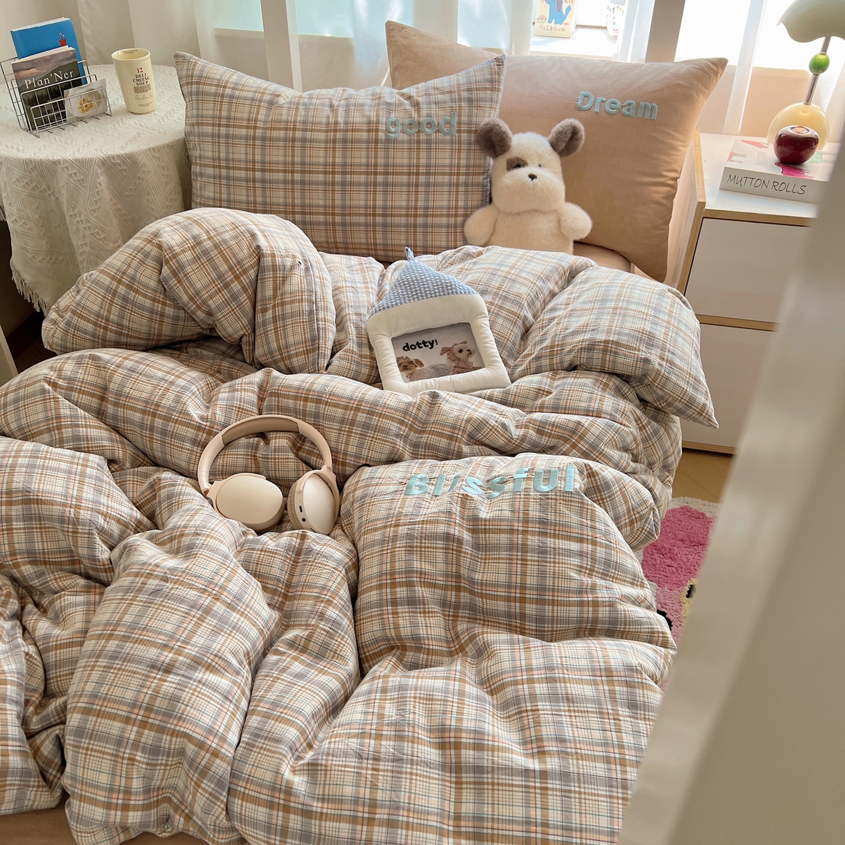 91家纺网 家纺一手货源 找家纺 丽涵家纺 2025新款全棉纯棉色织水洗棉刺绣三件套四件套 青春