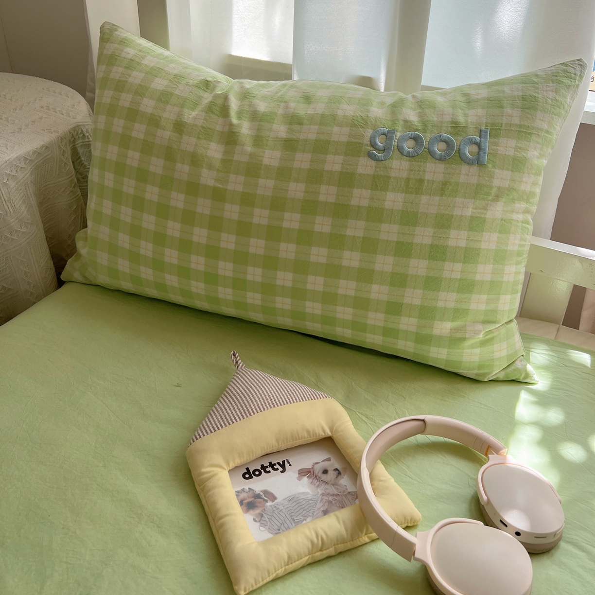 91家纺网 家纺一手货源 找家纺 丽涵家纺 2025新款全棉纯棉色织水洗棉刺绣三件套四件套 尚格-绿