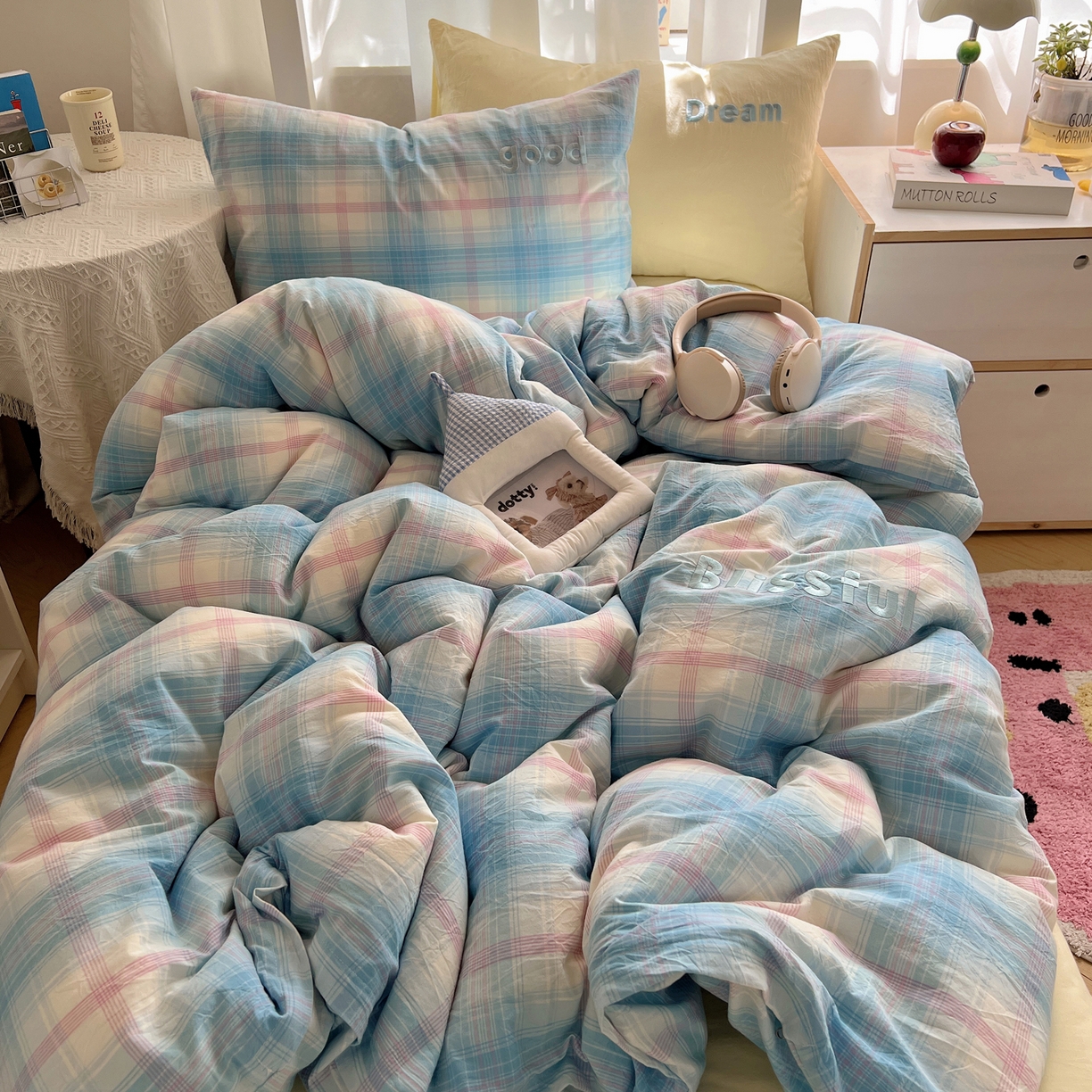 91家纺网 家纺一手货源 找家纺 （总）丽涵家纺 2025新款全棉纯棉色织水洗棉刺绣三件套四件套