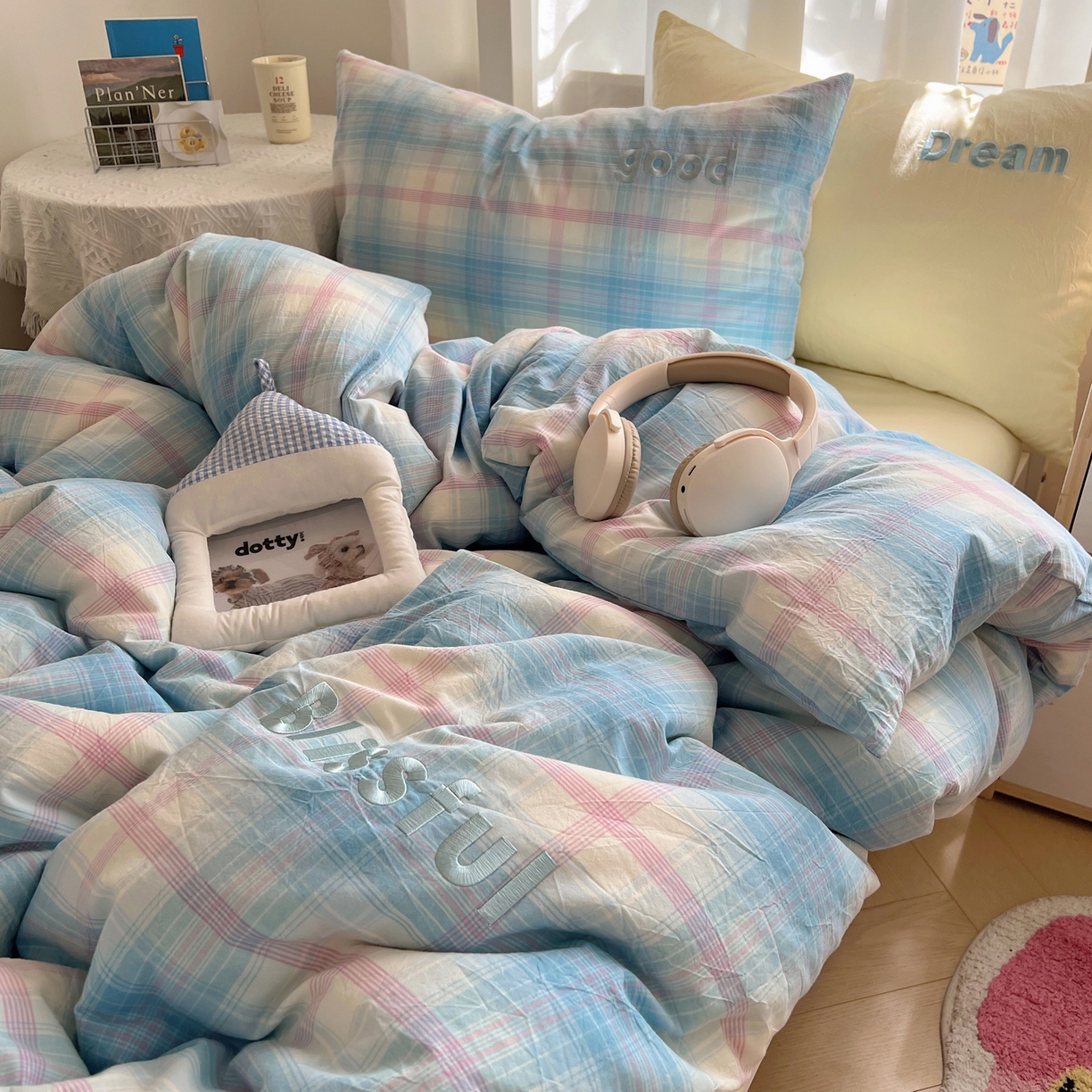 91家纺网 家纺一手货源 找家纺 （总）丽涵家纺 2025新款全棉纯棉色织水洗棉刺绣三件套四件套