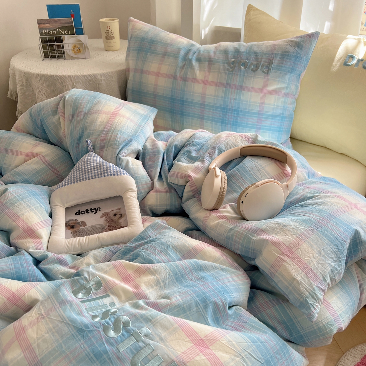 91家纺网 家纺一手货源 找家纺 （总）丽涵家纺 2025新款全棉纯棉色织水洗棉刺绣三件套四件套