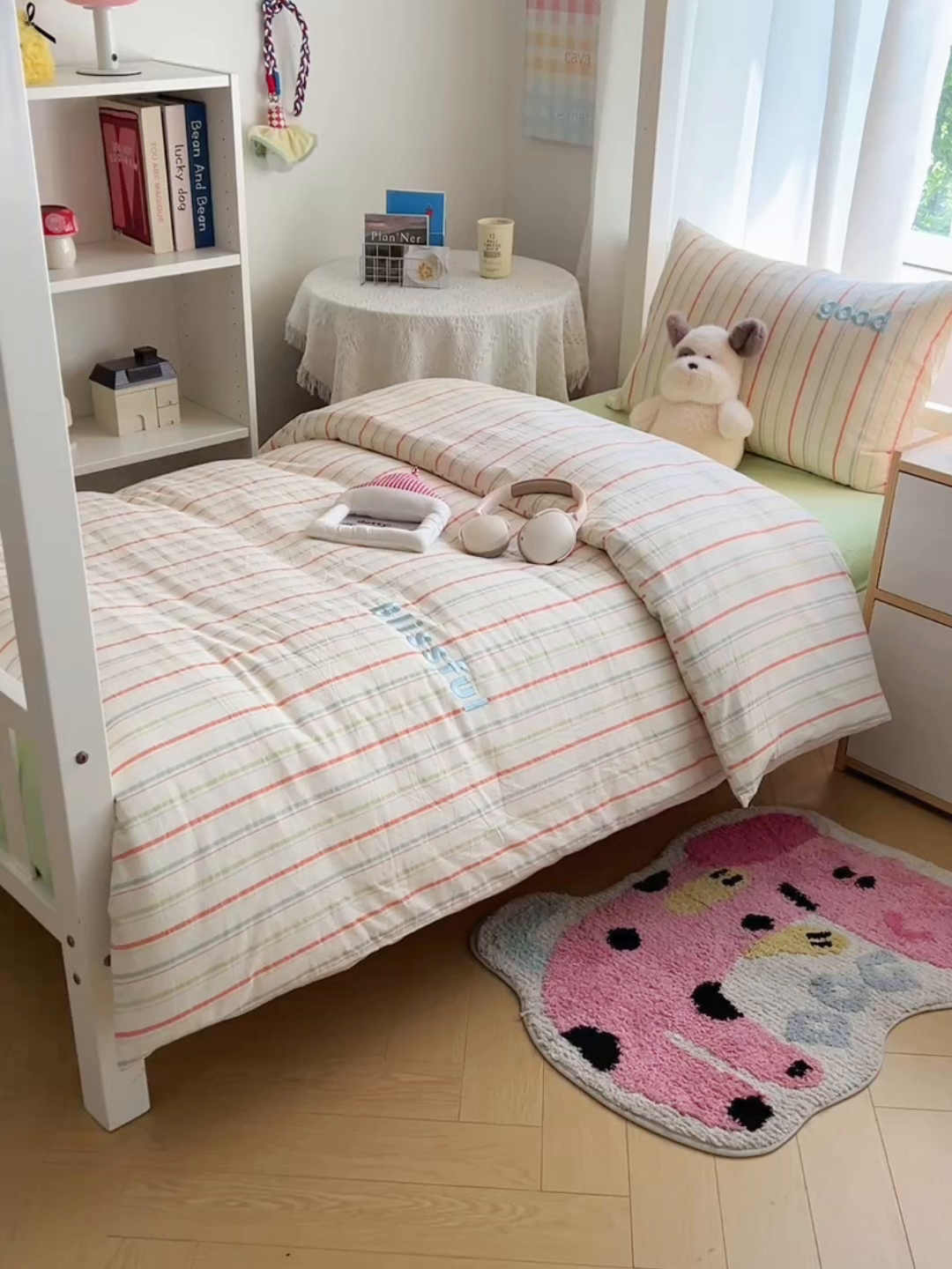 91家纺网 家纺一手货源 找家纺 丽涵家纺 2025新款全棉纯棉色织水洗棉刺绣三件套四件套 韵律-绿