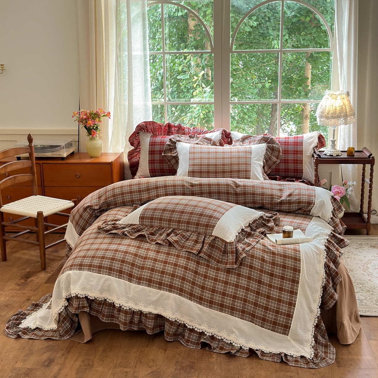 91家纺网 家纺一手货源 找家纺 （总）淑女公社2025春夏新款法式色织双层纱四件套