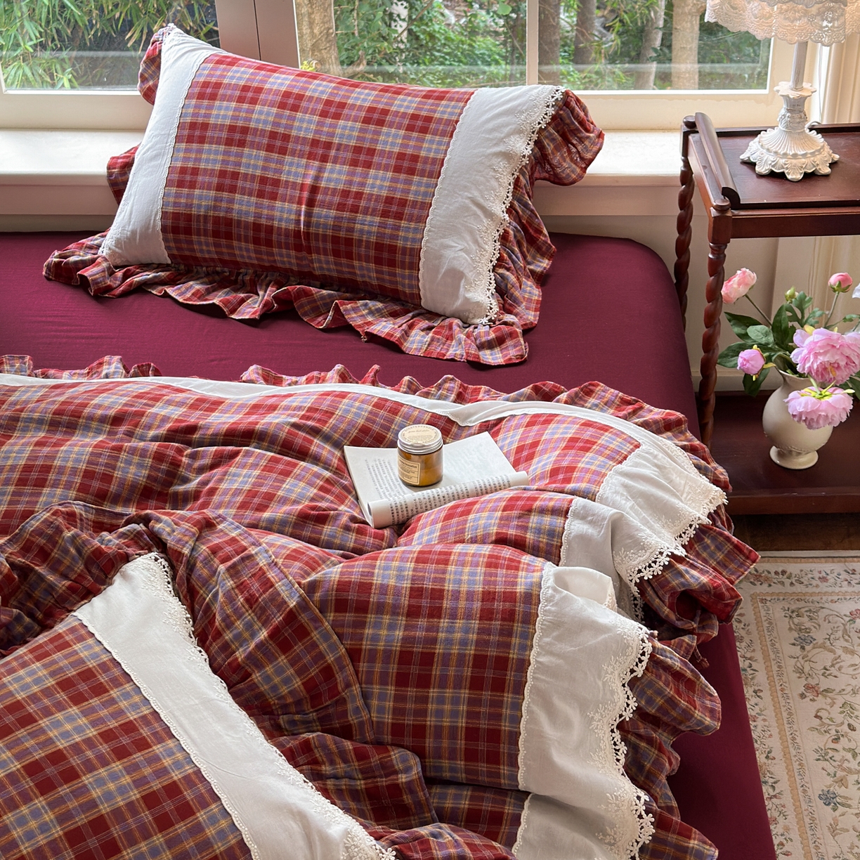 91家纺网 家纺一手货源 找家纺 （总）淑女公社2025春夏新款法式色织双层纱四件套