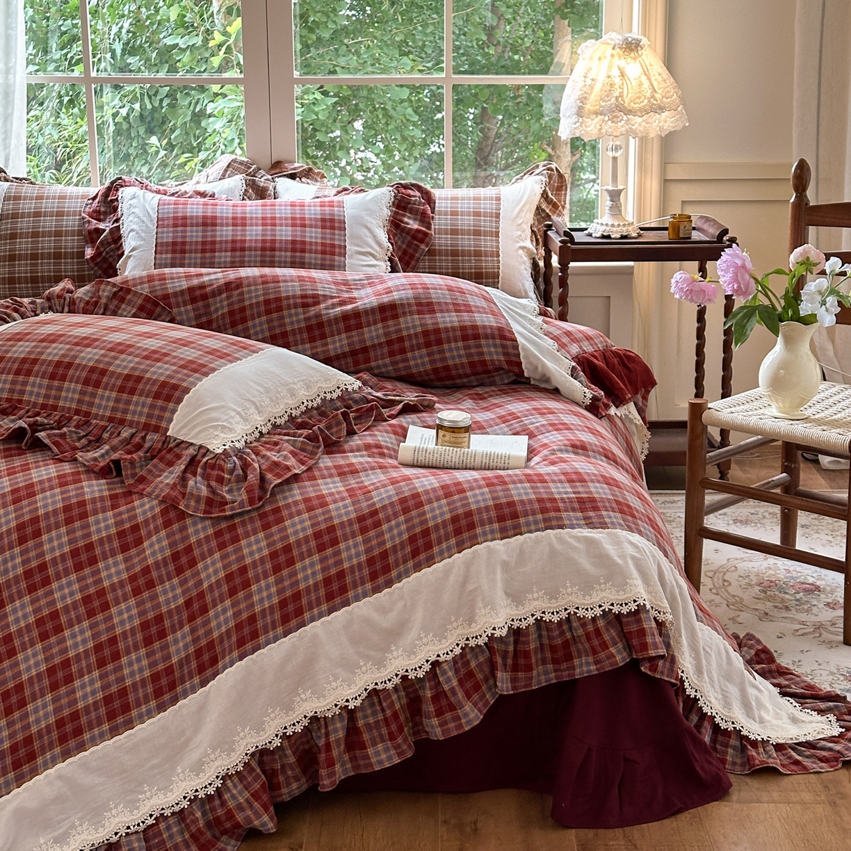 91家纺网 家纺一手货源 找家纺 （总）淑女公社2025春夏新款法式色织双层纱四件套