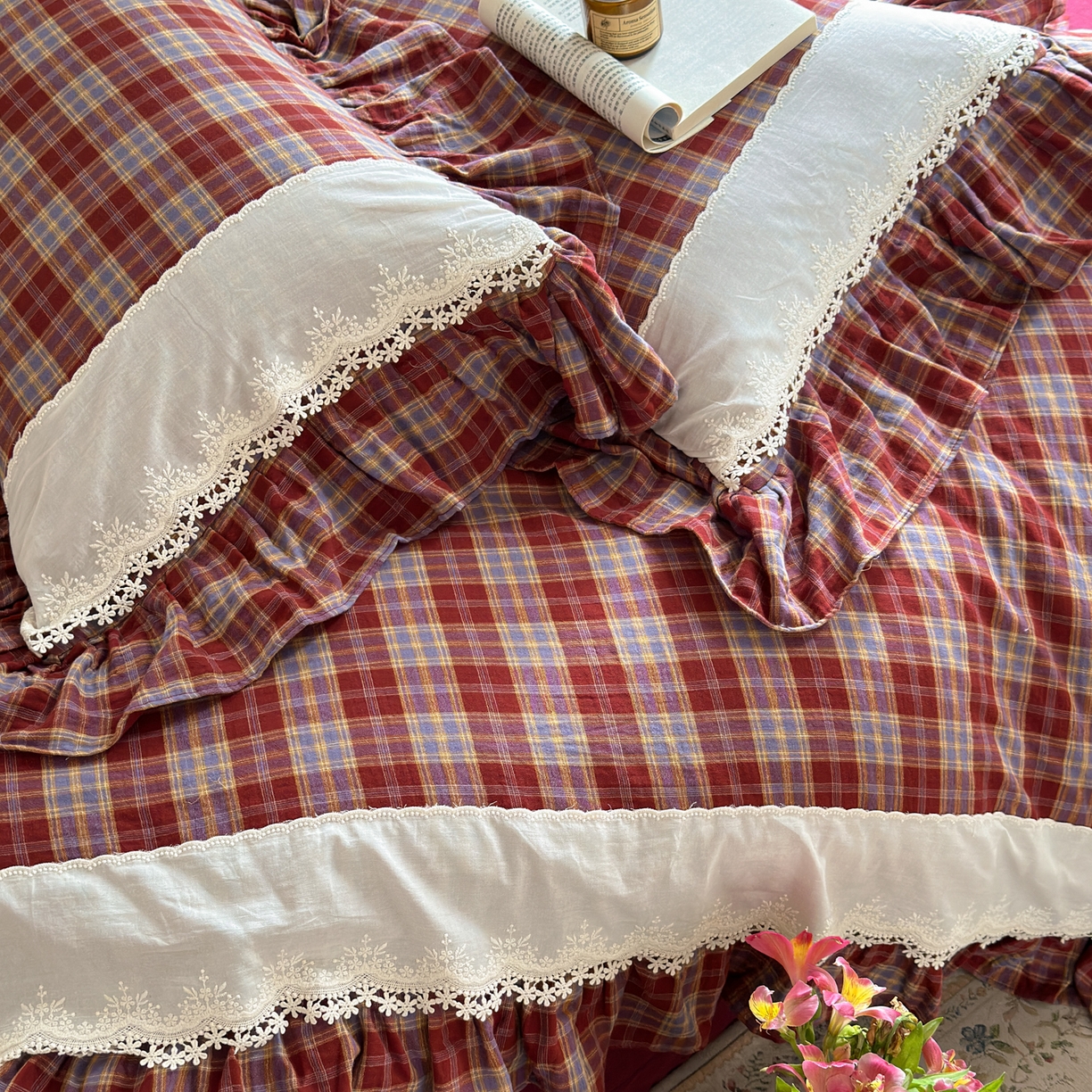 91家纺网 家纺一手货源 找家纺 （总）淑女公社2025春夏新款法式色织双层纱四件套