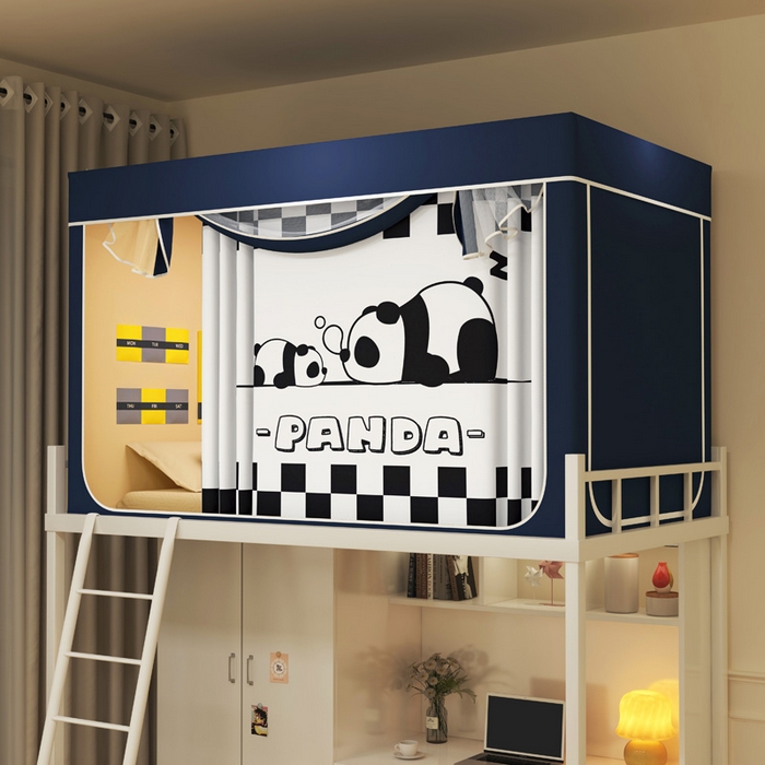 91家纺网 家纺一手货源 找家纺 宅部落 2025新款学生床帘宿舍上下铺床帘式印花强遮光学生蚊帐-印花系列 可爱熊猫蓝