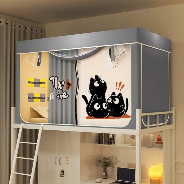 91家纺网 家纺一手货源 找家纺 （总）宅部落 2025新款学生床帘宿舍上下铺床帘式印花强遮光学生蚊帐-印花系列