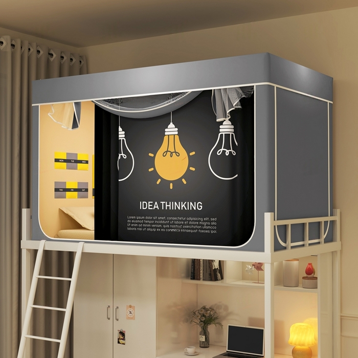 91家纺网 家纺一手货源 找家纺 宅部落 2025新款学生床帘宿舍上下铺床帘式印花强遮光学生蚊帐-印花系列 智慧之光