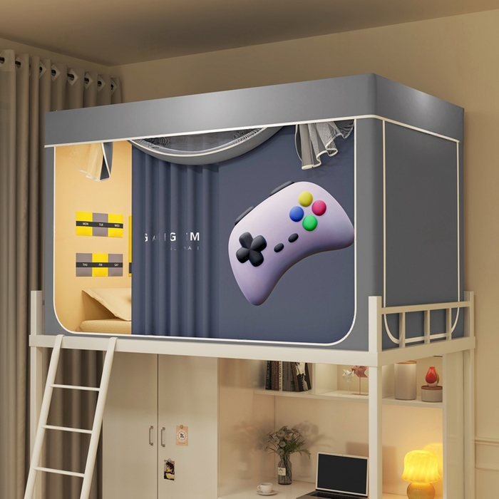 91家纺网 家纺一手货源 找家纺 宅部落 2025新款学生床帘宿舍上下铺床帘式印花强遮光学生蚊帐-印花系列 game zone