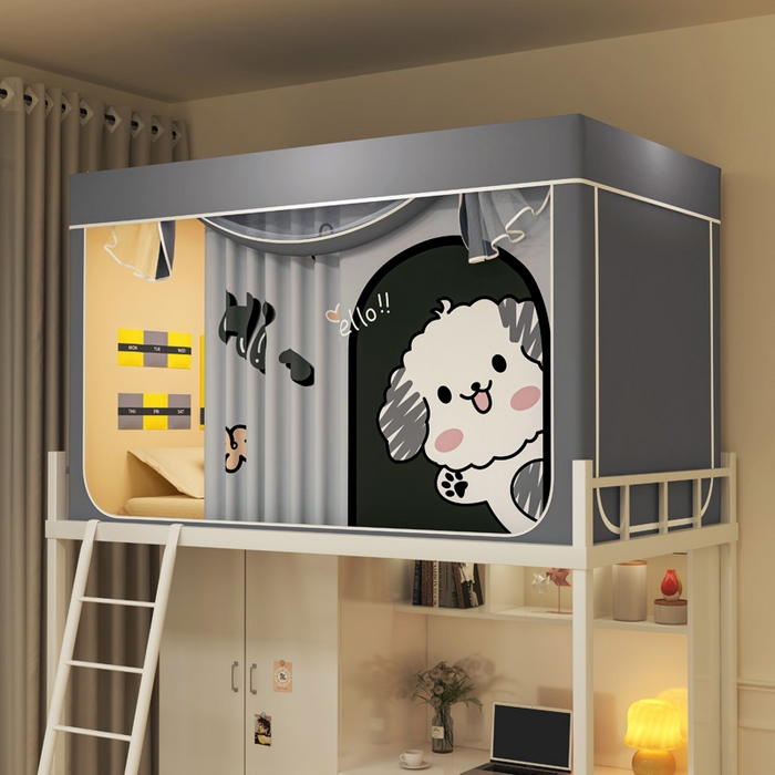 91家纺网 家纺一手货源 找家纺 宅部落 2025新款学生床帘宿舍上下铺床帘式印花强遮光学生蚊帐-印花系列 呆萌狗