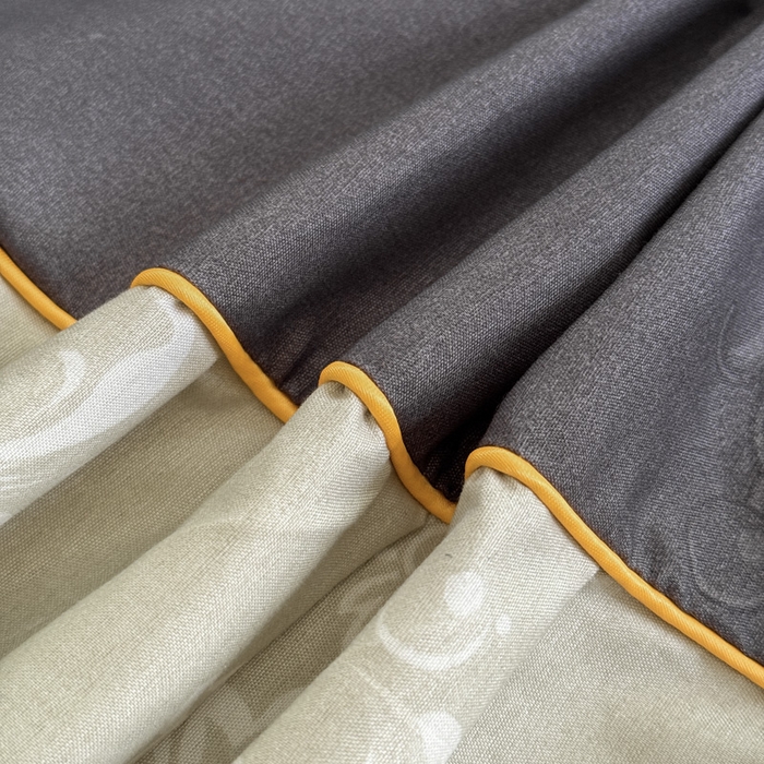 91家纺网 家纺一手货源 找家纺 雨田家纺 2025新款外贸跨境直播亲肤印花床裙三件套 生如花夏灰