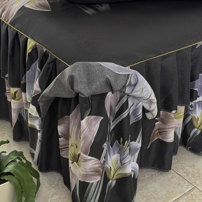 91家纺网 家纺一手货源 找家纺 （总）雨田家纺 2025新款外贸跨境直播亲肤印花床裙三件套