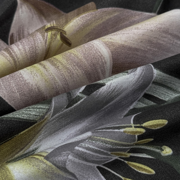 91家纺网 家纺一手货源 找家纺 雨田家纺 2025新款外贸跨境直播亲肤印花床裙三件套 百合花