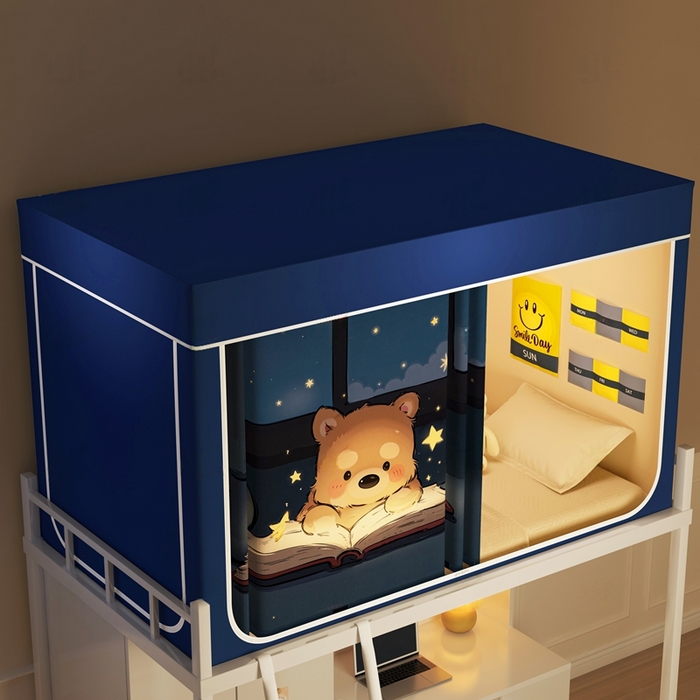 91家纺网 家纺一手货源 找家纺 宅部落 2025新款学生床帘宿舍上下铺床帘式印花强遮光学生蚊帐-印花系列 晚安熊宝宝