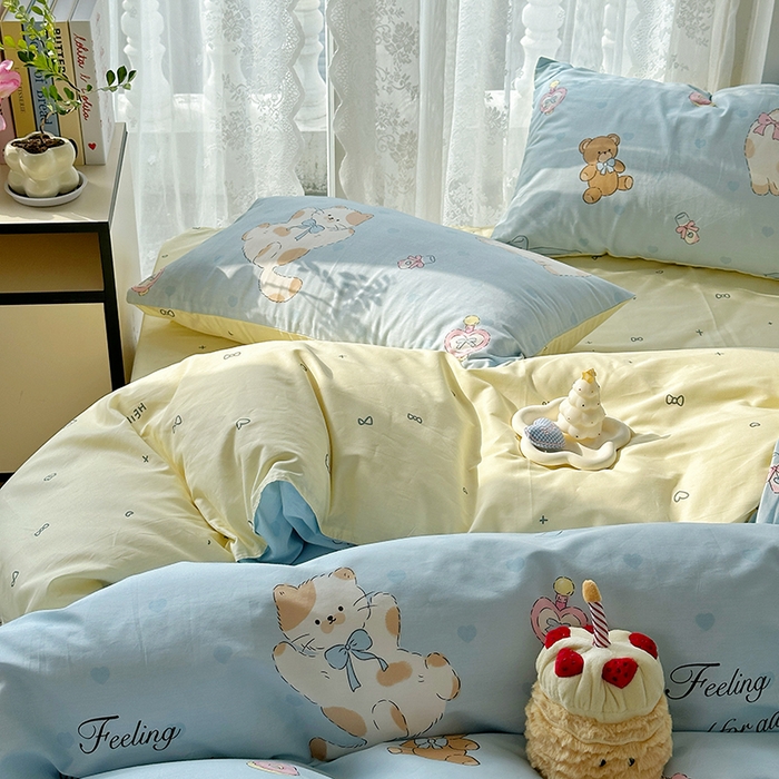 91家纺网 家纺一手货源 找家纺 麦伦家居 2025春夏新款全棉纯棉斜纹40s13372系列-小清新卡通 斑妮