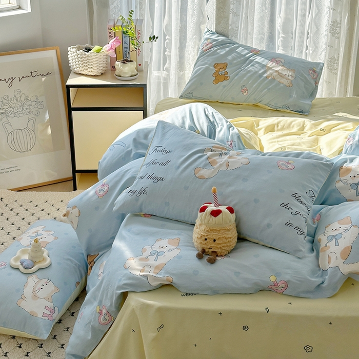 91家纺网 家纺一手货源 找家纺 麦伦家居 2025春夏新款全棉纯棉斜纹40s13372系列-小清新卡通 斑妮