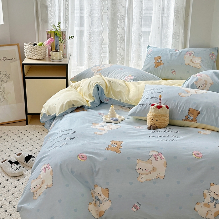 91家纺网 家纺一手货源 找家纺 麦伦家居 2025春夏新款全棉纯棉斜纹40s13372系列-小清新卡通 斑妮