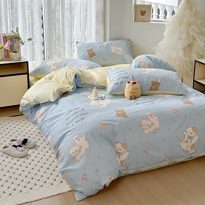 91家纺网 家纺一手货源 找家纺 麦伦家居 2025春夏新款全棉纯棉斜纹40s13372系列-小清新卡通 斑妮