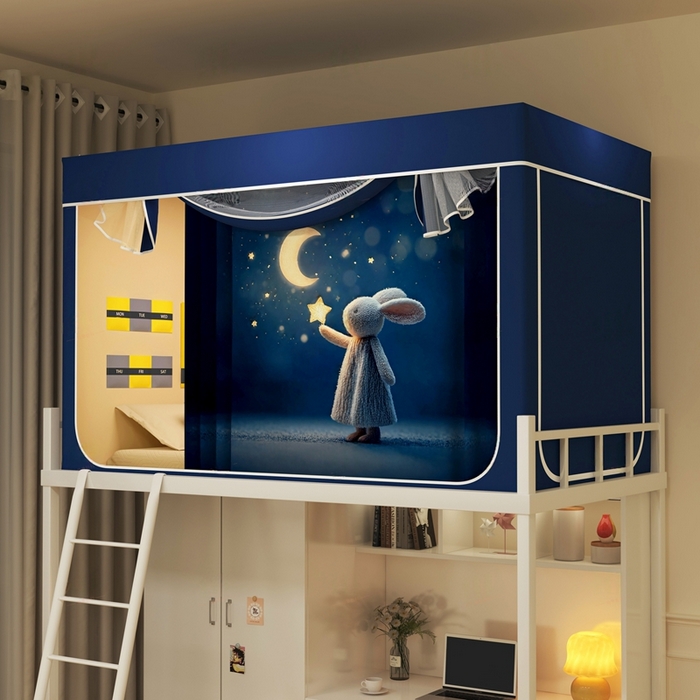 宅部落 2025新款学生床帘宿舍上下铺床帘式印花强遮光学生蚊帐-印花系列 宁静的夜