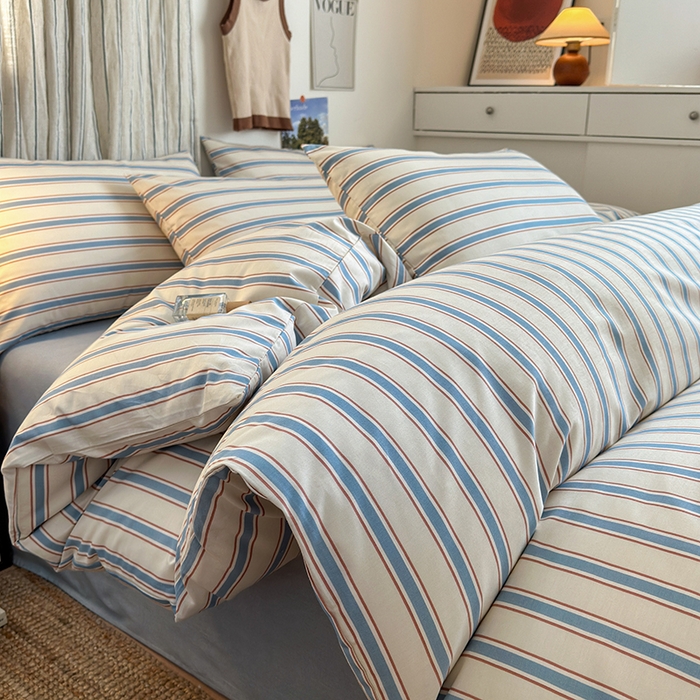 91家纺网 家纺一手货源 找家纺 麦伦家居 2025春夏新款全棉纯棉斜纹40s13372系列-简约条格系 布洛尔