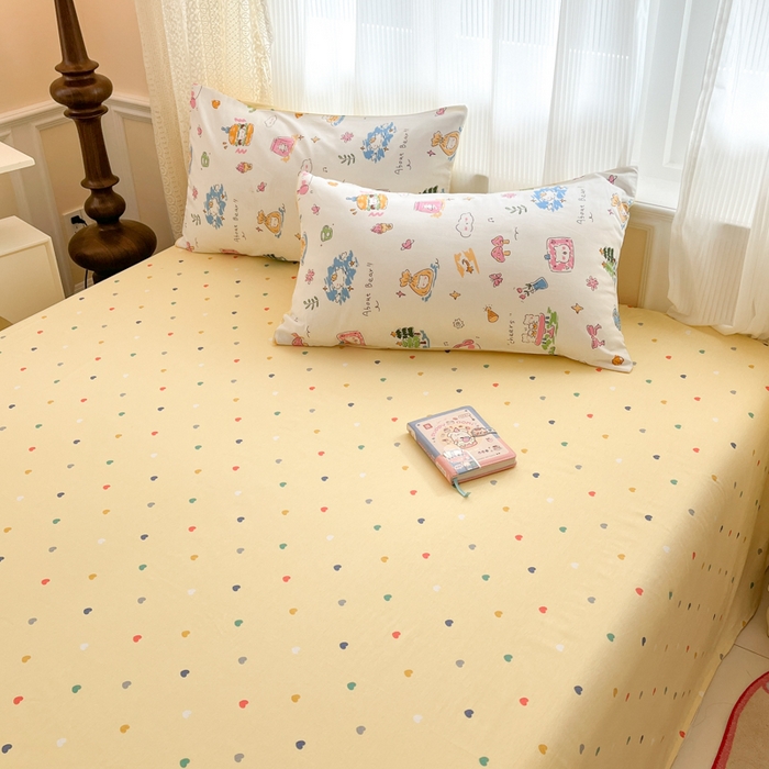 91家纺网 家纺一手货源 找家纺 麦伦家居 2025春夏新款全棉纯棉斜纹40s13372系列-小清新卡通 开心生活