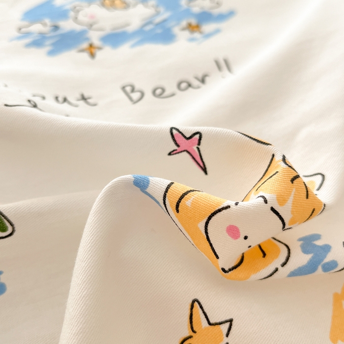 91家纺网 家纺一手货源 找家纺 麦伦家居 2025春夏新款全棉纯棉斜纹40s13372系列-小清新卡通 开心生活