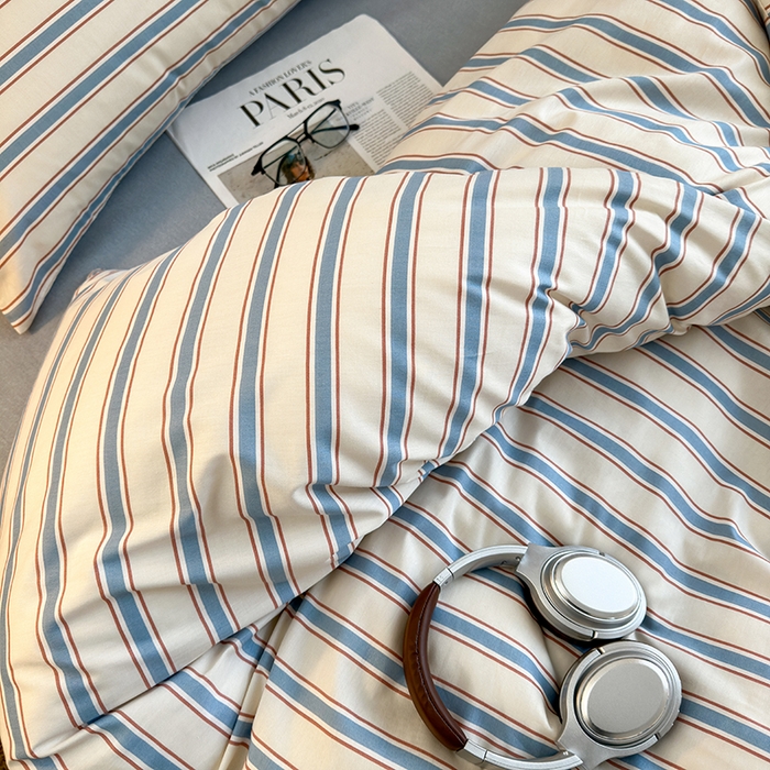 91家纺网 家纺一手货源 找家纺 麦伦家居 2025春夏新款全棉纯棉斜纹40s13372系列-简约条格系 布洛尔