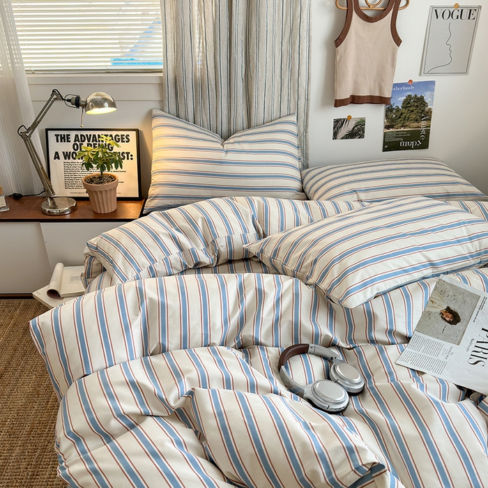 91家纺网 家纺一手货源 找家纺 麦伦家居 2025春夏新款全棉纯棉斜纹40s13372系列-简约条格系 布洛尔