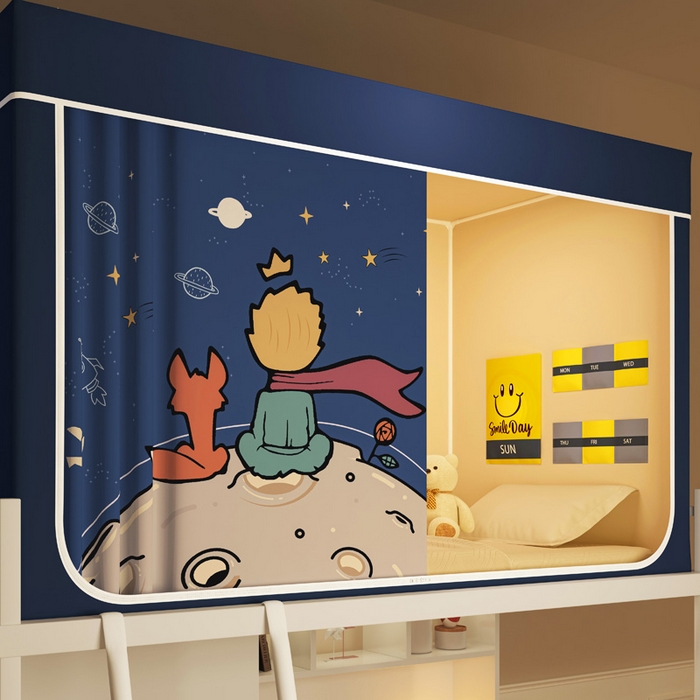 91家纺网 家纺一手货源 找家纺 宅部落 2025新款学生床帘宿舍上下铺床帘式印花强遮光学生蚊帐-印花系列 望星空