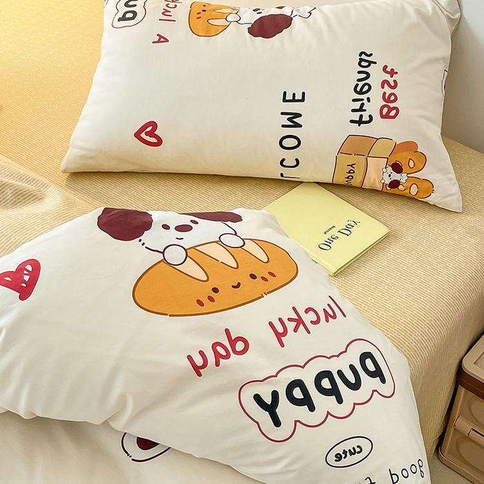 91家纺网 家纺一手货源 找家纺 麦伦家居 2025春夏新款全棉纯棉斜纹40s13372系列-小清新卡通 面包熊