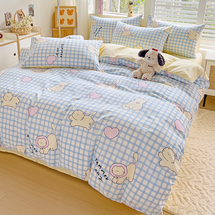 91家纺网 家纺一手货源 找家纺 麦伦家居 2025春夏新款全棉纯棉斜纹40s13372系列-小清新卡通 喵星人