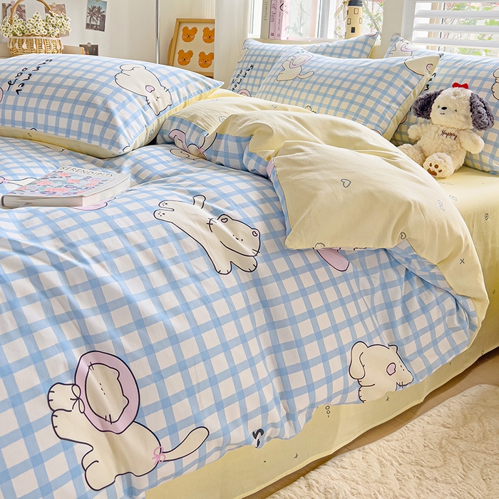 91家纺网 家纺一手货源 找家纺 麦伦家居 2025春夏新款全棉纯棉斜纹40s13372系列-小清新卡通 喵星人