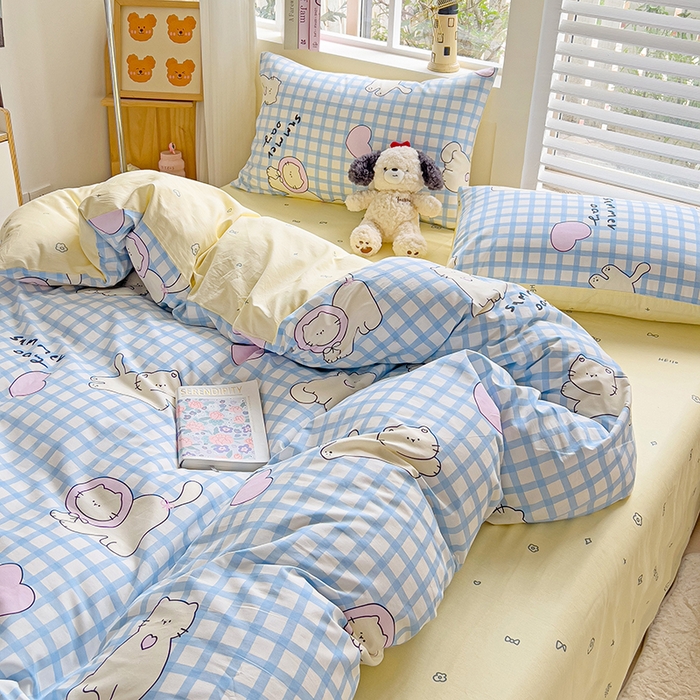 91家纺网 家纺一手货源 找家纺 麦伦家居 2025春夏新款全棉纯棉斜纹40s13372系列-小清新卡通 喵星人