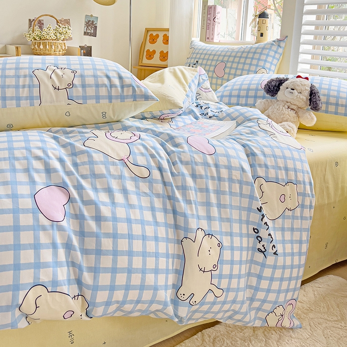 91家纺网 家纺一手货源 找家纺 麦伦家居 2025春夏新款全棉纯棉斜纹40s13372系列-小清新卡通 喵星人