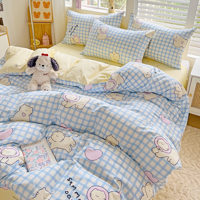 91家纺网 家纺一手货源 找家纺 麦伦家居 2025春夏新款全棉纯棉斜纹40s13372系列-小清新卡通 喵星人