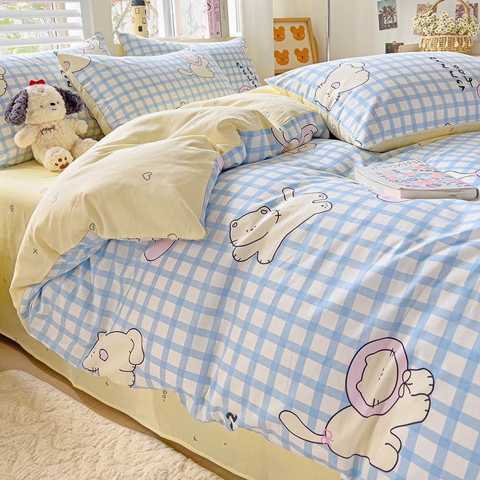 91家纺网 家纺一手货源 找家纺 麦伦家居 2025春夏新款全棉纯棉斜纹40s13372系列-小清新卡通 喵星人