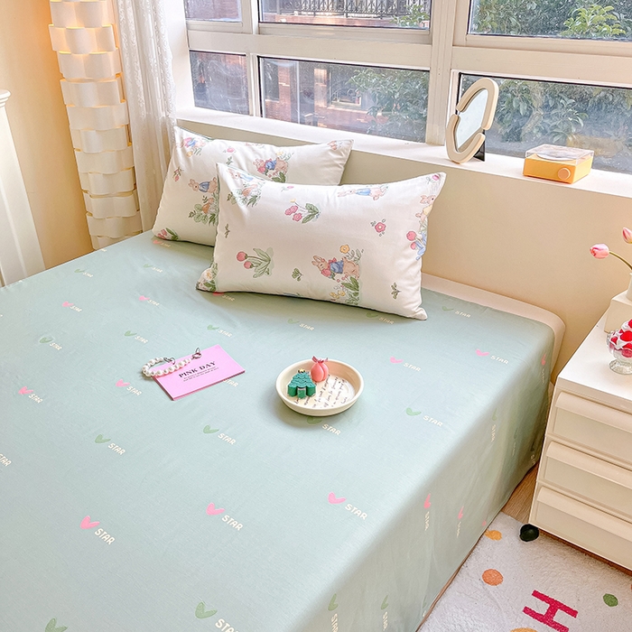 91家纺网 家纺一手货源 找家纺 麦伦家居 2025春夏新款全棉纯棉斜纹40s13372系列-小清新卡通 蘑菇屋