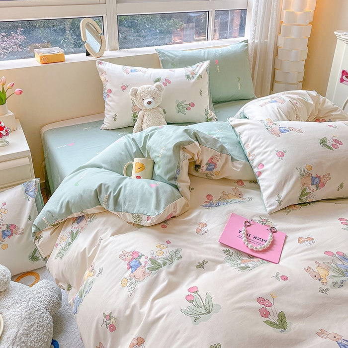 91家纺网 家纺一手货源 找家纺 麦伦家居 2025春夏新款全棉纯棉斜纹40s13372系列-小清新卡通 蘑菇屋