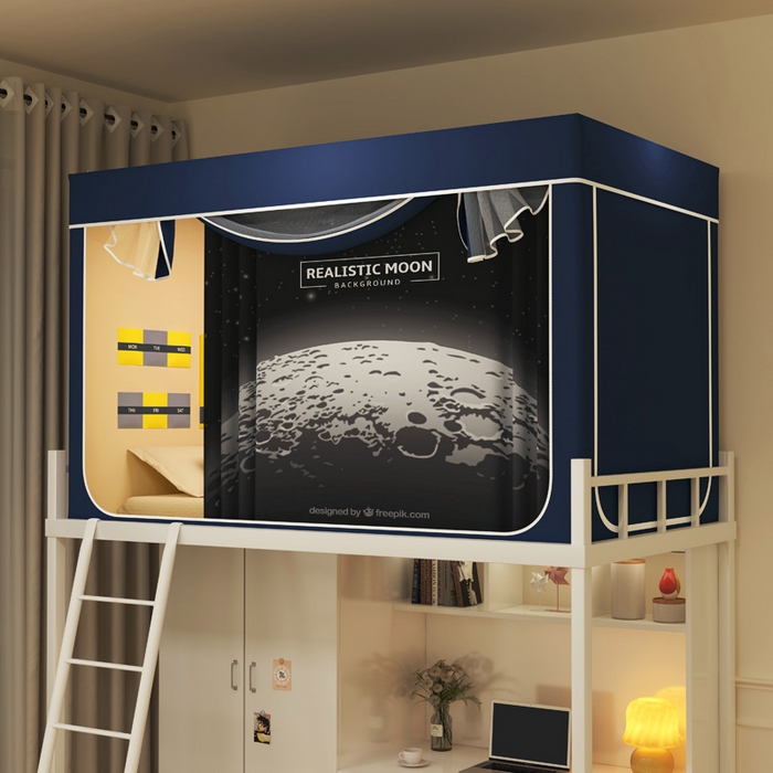 91家纺网 家纺一手货源 找家纺 宅部落 2025新款学生床帘宿舍上下铺床帘式印花强遮光学生蚊帐-印花系列 moon