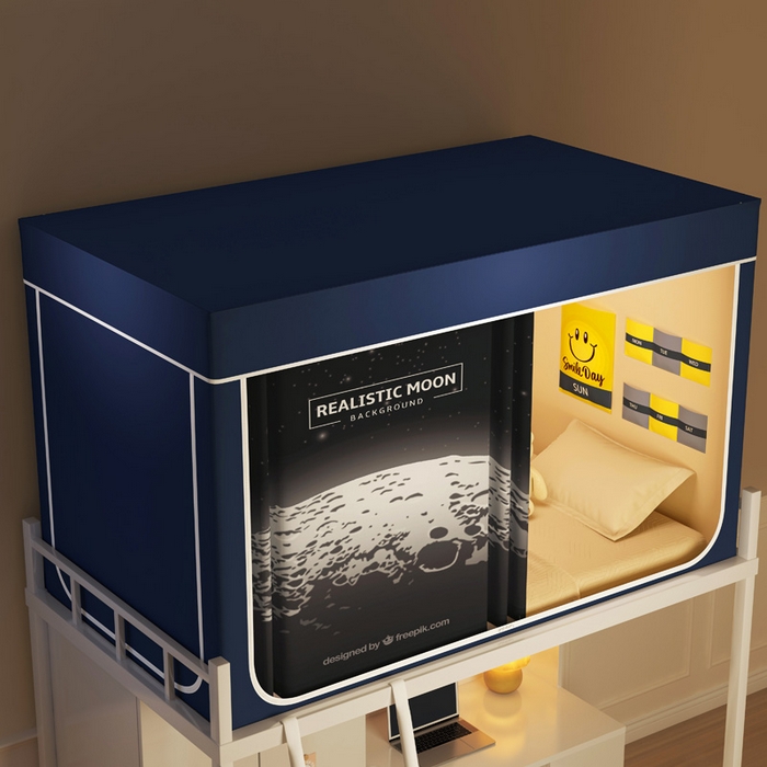 91家纺网 家纺一手货源 找家纺 宅部落 2025新款学生床帘宿舍上下铺床帘式印花强遮光学生蚊帐-印花系列 moon