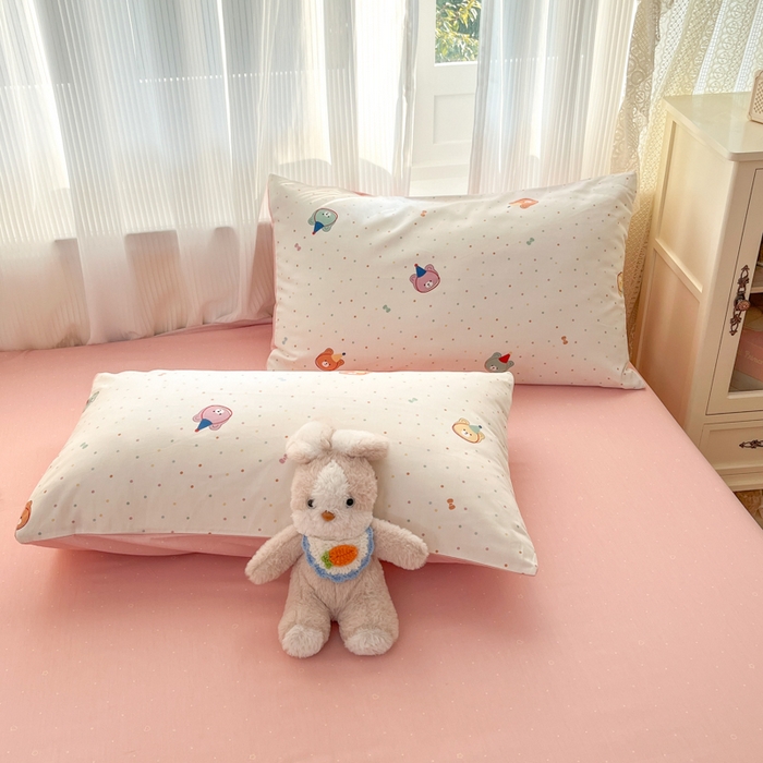 91家纺网 家纺一手货源 找家纺 麦伦家居 2025春夏新款全棉纯棉斜纹40s13372系列-小清新卡通 泡泡熊